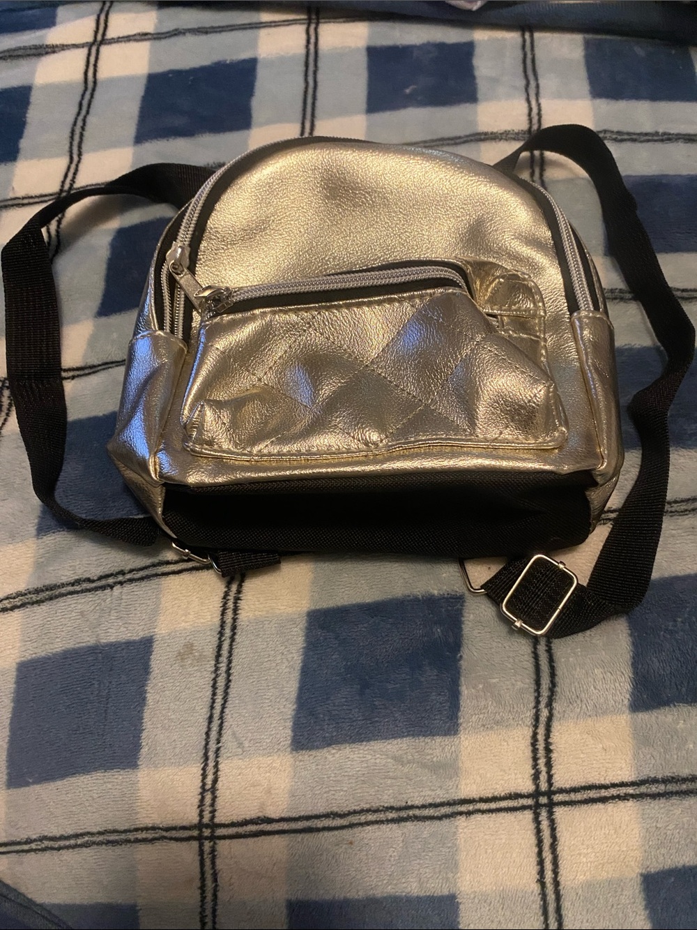 Elli by Capelli Compact Metallic Gold Mini Backpack with Adjustable Straps